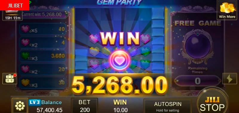 JILIBET Gem Party Slot Machine Libreng Spins Bonus Game
