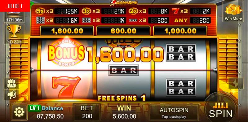 JILIBET Golden Bank Slot Machine Bonus Game