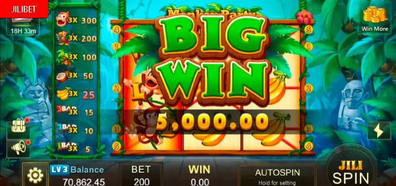 JILIBET Monkey Party Slot Machine Big Win