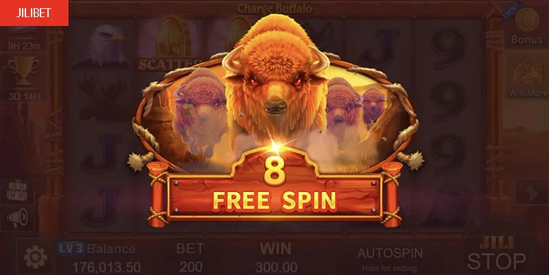 Jilibet Charge Buffalo Slot Machine Free Spins Bonus